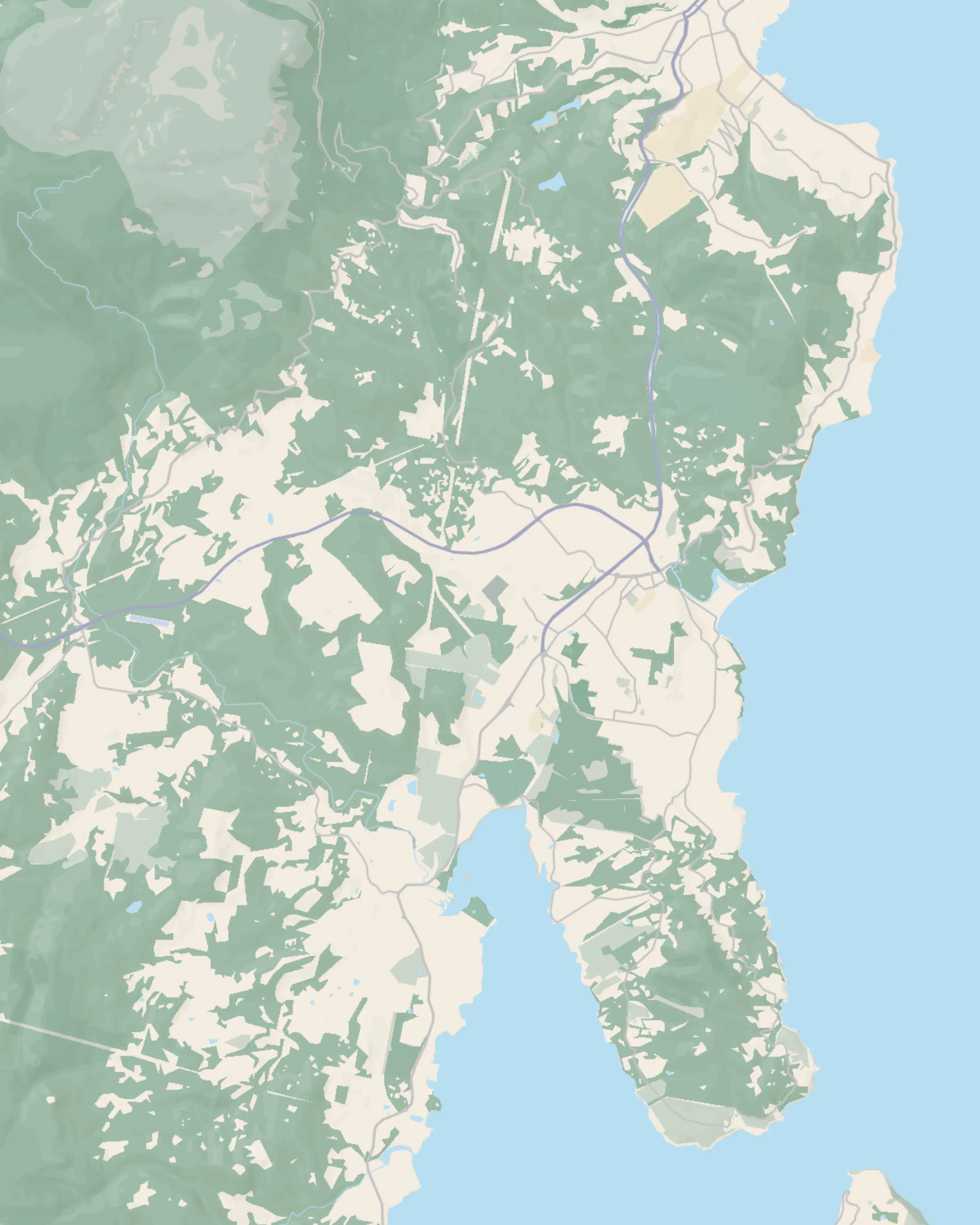 Illustrated map of Blackmans Bay — showing the beach and blowhole coast below Kingston, with Kingston to the north, Taroona to the north-east and Margate to the south.